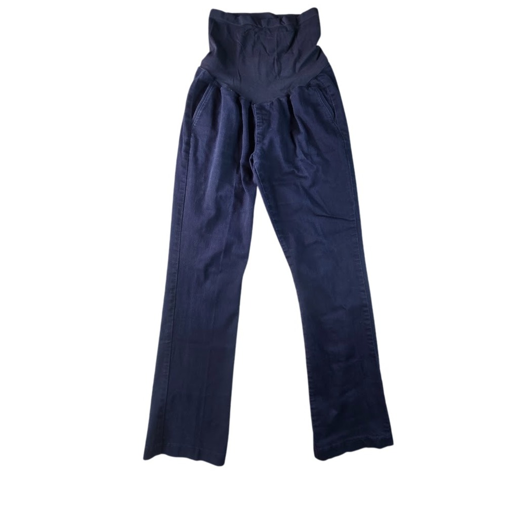 Indigo Blue Maternity Dress Pants Women L Navy Blue Professional Secret Belly